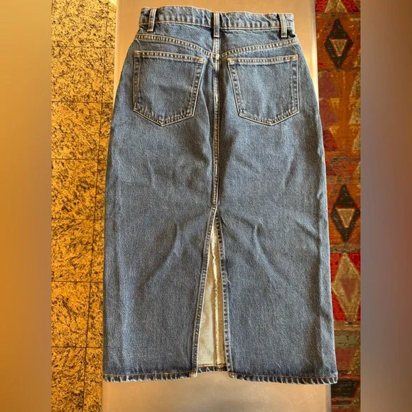 Reformation Jayde High Rise Denim Jean Midi Skirt - Picture 4 of 7